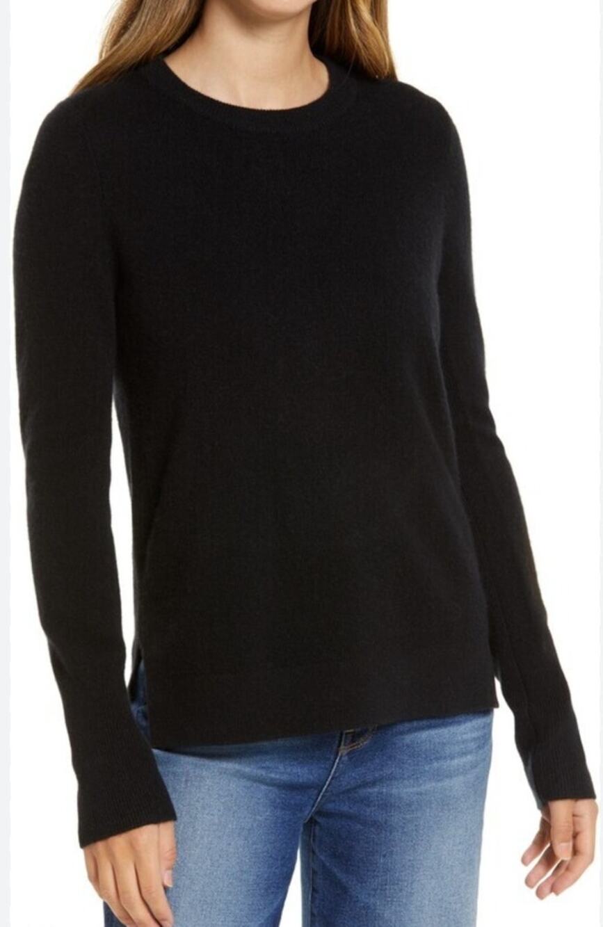 Vintage Elan Artisan Women's Black Sweater Layering Sheer Chiffon Rear Panel S